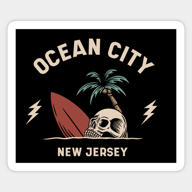 Vintage Surfing Ocean City, New Jersey Sticker by SLAG_Creative